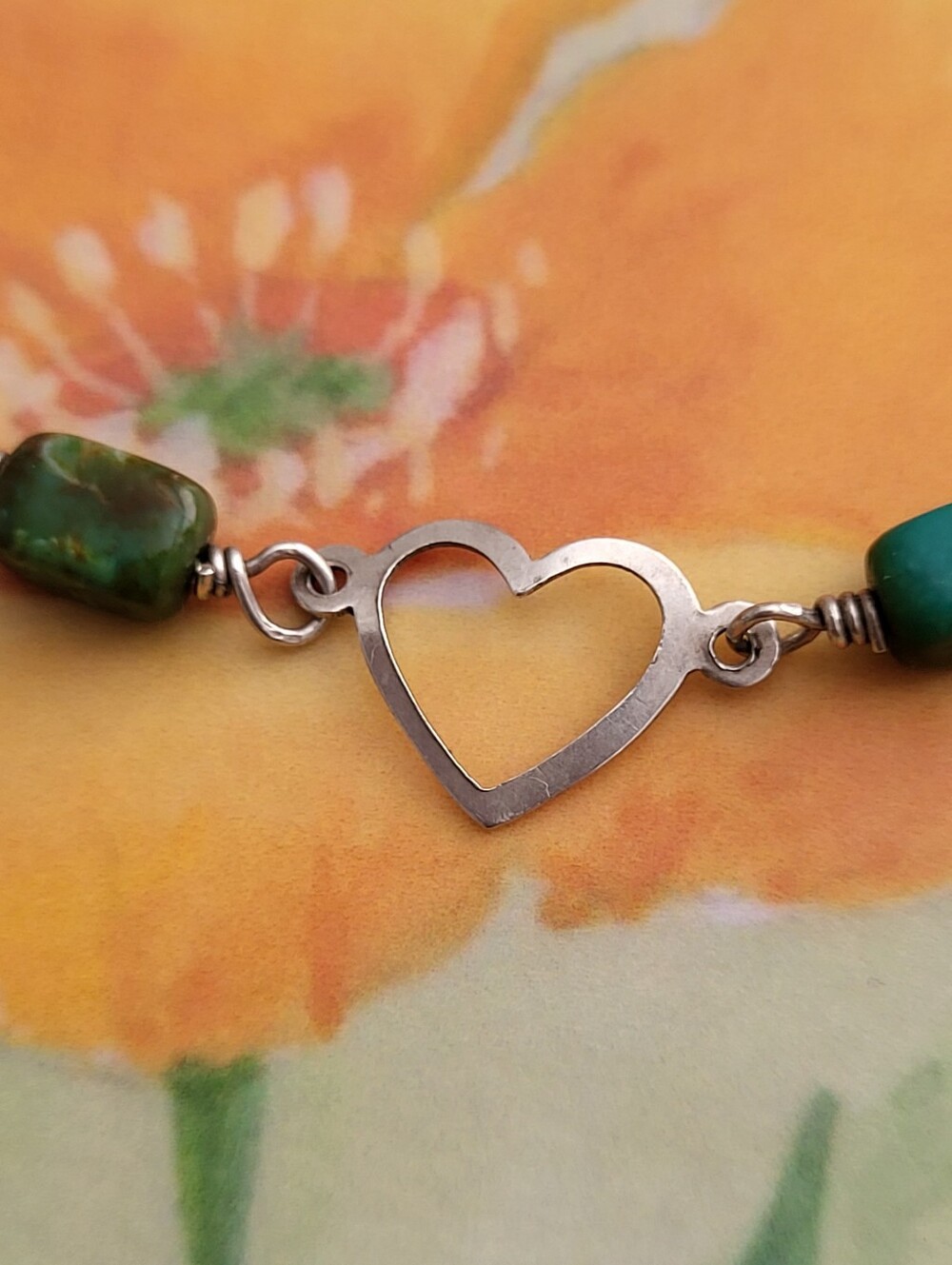 Sterling Silver Paper Clip Heart Bracelet